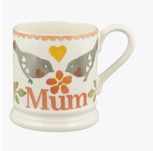 Emma Bridgewater Lovebirds Coral Mum 1/2 Pint Mug