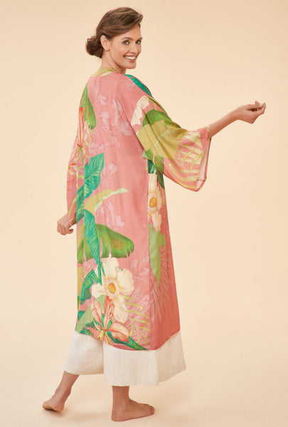 Powder Delicate Tropical Kimono Gown - Candy