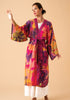 Powder Oversized Blooms Kimono Gown In Mustard