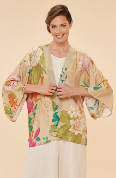 Powder Tropical Flora & Fauna Kimono Jacket - Coconut