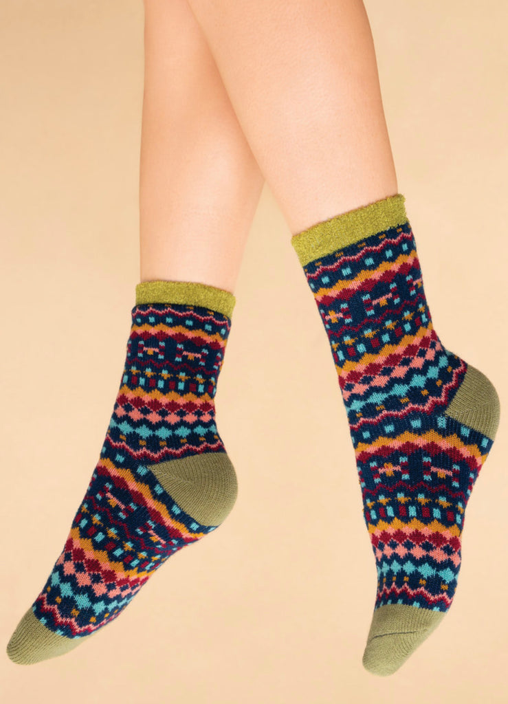 Powder Multi Stripe Cosy Socks - Ink