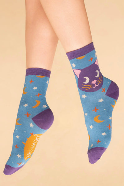 Powder Dreamy Kitty Ankle Socks - Ice