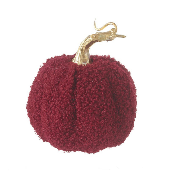 Red Fabric Pumpkin With Gold Stalk - Small