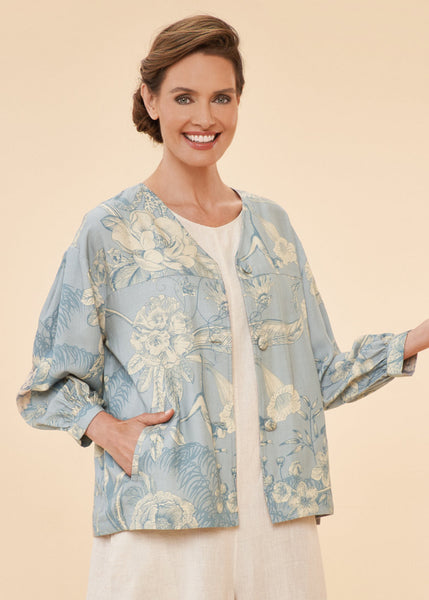 Powder Toile Puff Sleeve Jacket, Denim