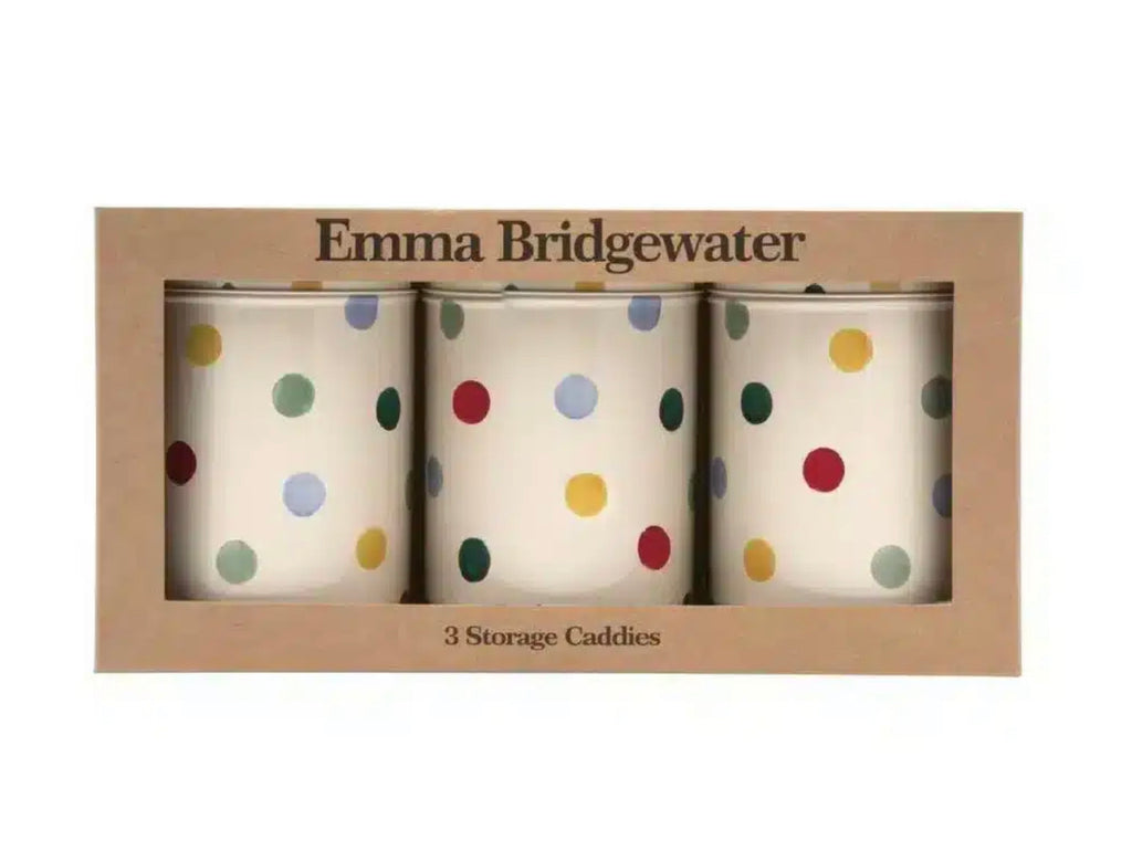 Emma Bridgewater Polka Round Tin Caddies Boxed- Set Of Three