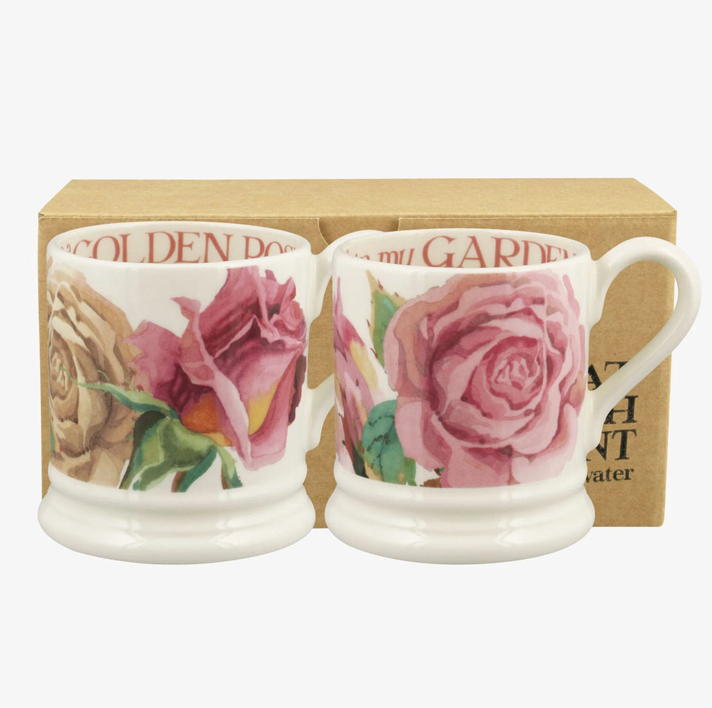 Emma Bridgewater Roses Set Of 2 1/2 Pint Mugs Boxed