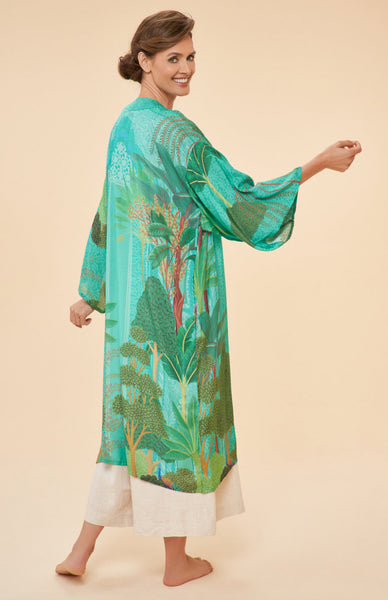 Powder Secret Paradise Kimono Gown - Aqua