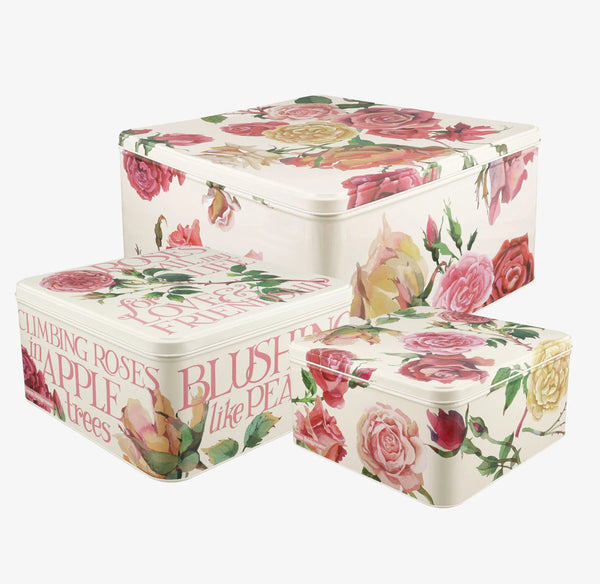 Emma Bridgewater Roses All My Life Square Cake Tins - Set Of 3