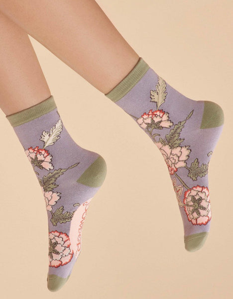 Powder Ladies Ankle Socks - Lilac Paisley