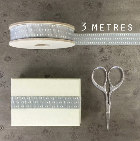 East Of India Ribbon - Dashes/Grey