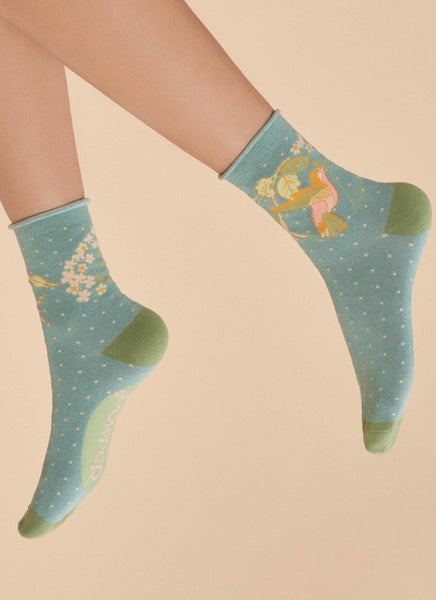 Powder Ladies Ankle Socks - Hummingbird Aqua