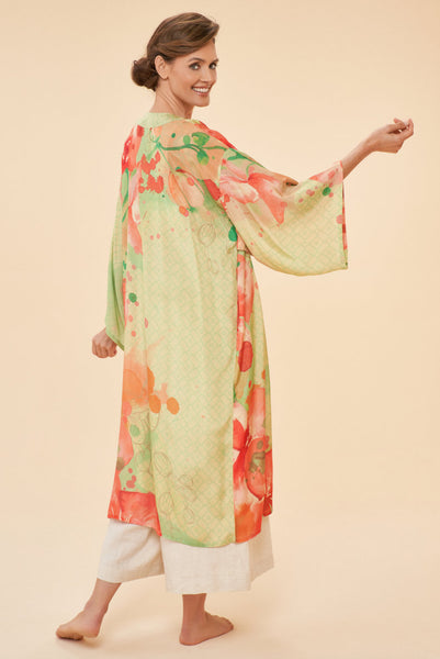 Powder Watercolour Orchids Kimono Gown