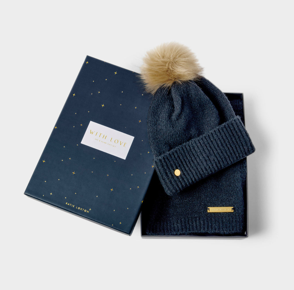 Katie Loxton Boxed Hat & Scarf Set - Navy