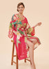 Powder Delicate Tropical Kimono Gown - Dark Rose