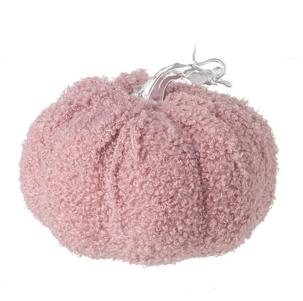 Pink Fabric Pumpkin With Silver Stalk