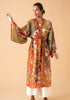 Powder 70s Kaleidoscope Floral Kimono Gown In Sage