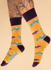 Powder Men's Vintage Sports Car Socks - Mustard