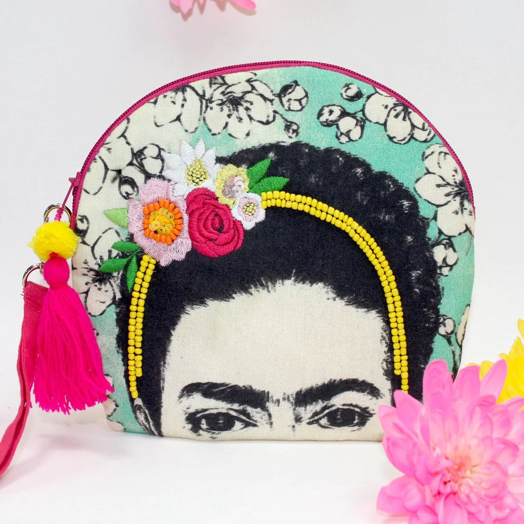 Frida Kahlo Embroidered Make Up Bag