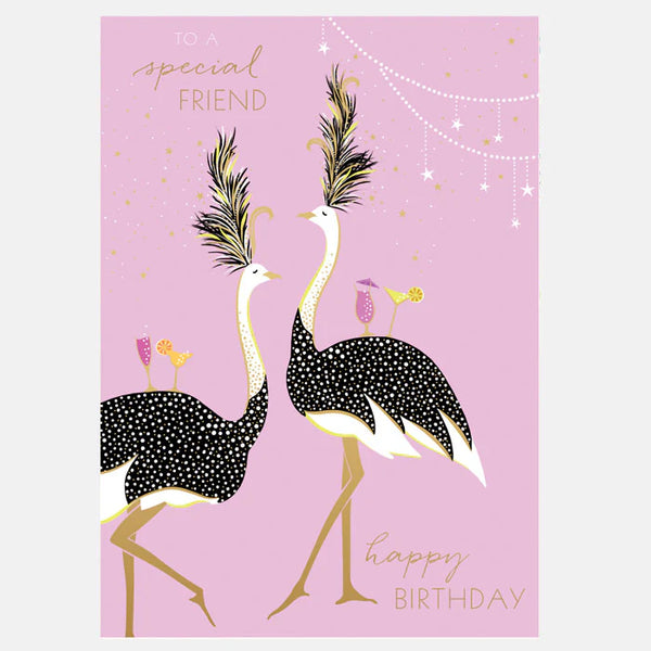 Sara Miller Dancing Ostriches Special Friend Birthday Card