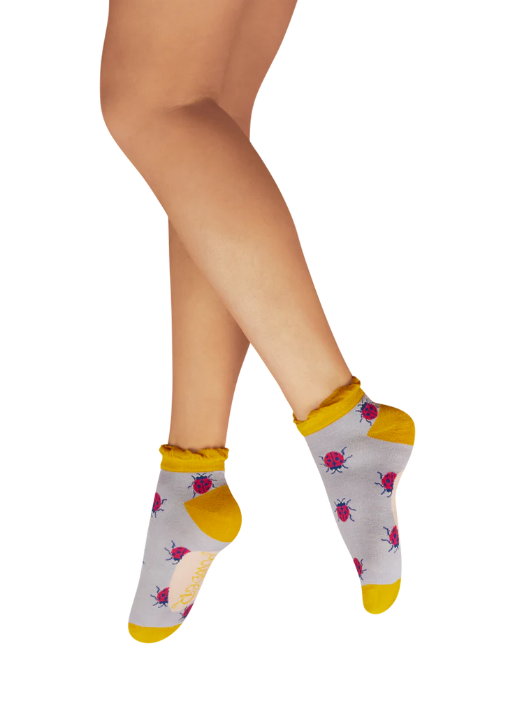Powder Lovely Ladybirds Trainer Socks - Lilac