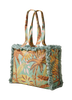 Powder Fringe Box Tote - Patterned Palms