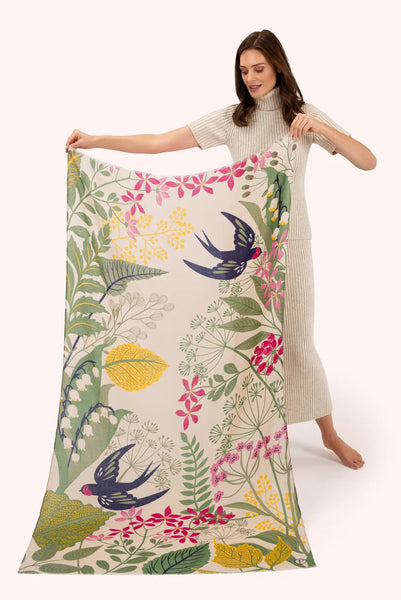 Powder Swooping Swallows Print Scarf