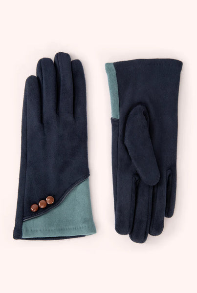 Powder Rowan Faux Suede Gloves - Navy/Ice