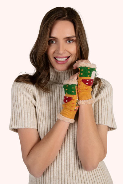 Powder Toadstool Wrist Warmers - Mustard