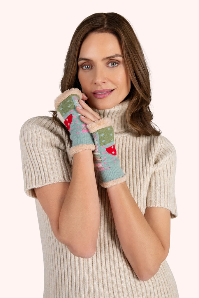 Powder Toadstool Wrist Warmers - Ice