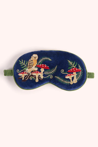 Powder Luxury Lavender Velvet Eye Mask - Woodland Owl