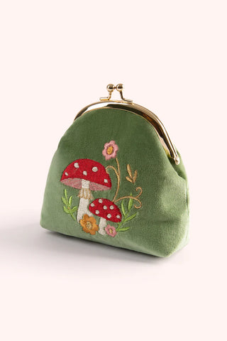 Powder Velvet Coin Purse - Toadstools
