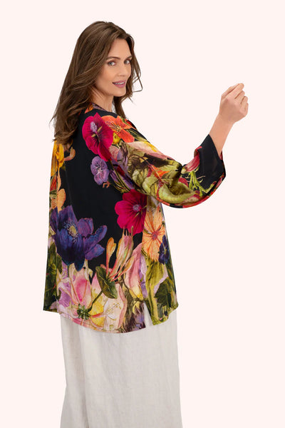 Powder Mid-Length Kimono - Midnight Posy