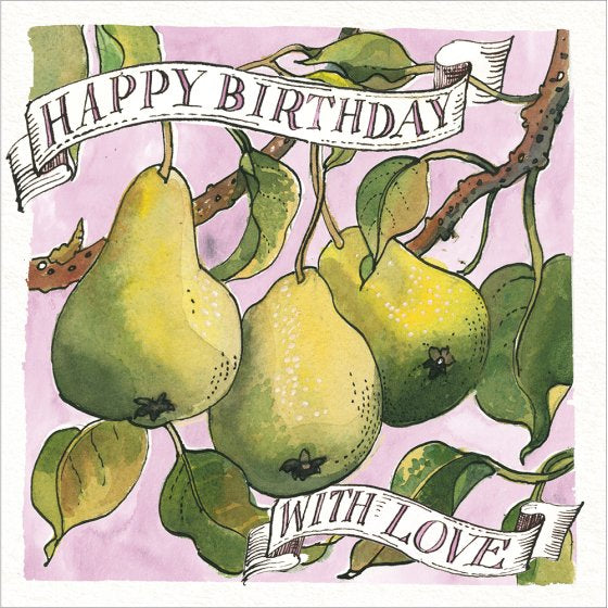 Matthew Rice Garden Pears Happy Birthday Card