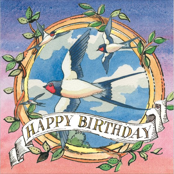 Matthew Rice Swallows In Flight Happy Birthday Card