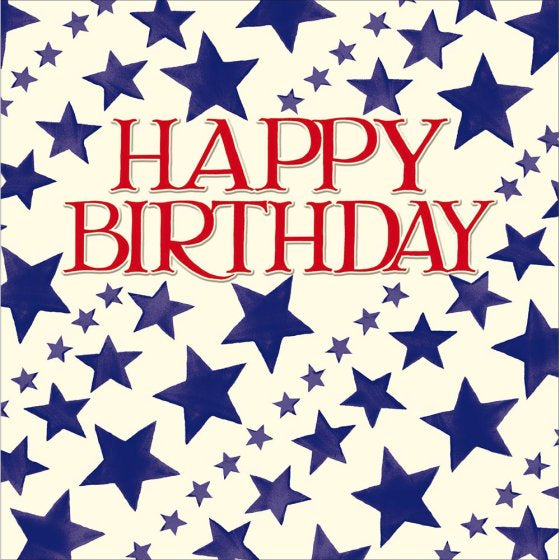Emma Bridgewater Blue Stars Happy Birthday Card