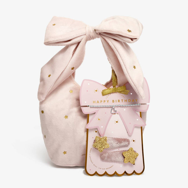 Joma Jewellery Kids' Bow Bag and A Little 'Happy Birthday' Bracelet Gift Set
