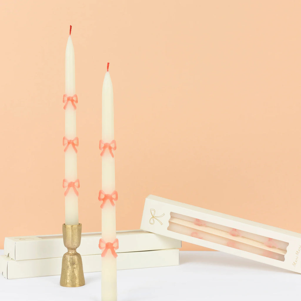 Meri Meri Pink Bow Taper Candles