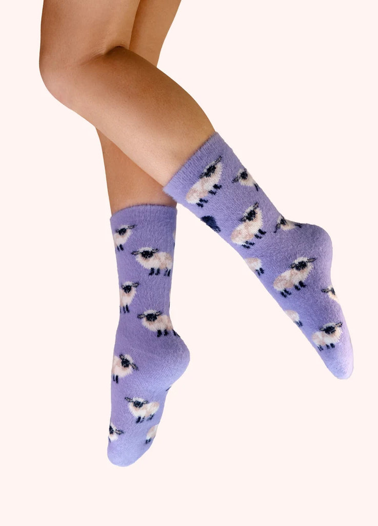 Powder Fuzzy Socks - Sheep