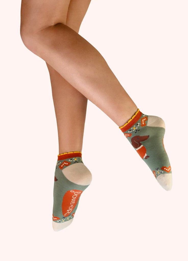 Powder Trainer Socks - Snuggly Sausage Dogs