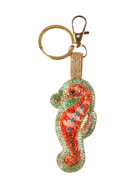 Powder Sparkling Seahorse Keyring