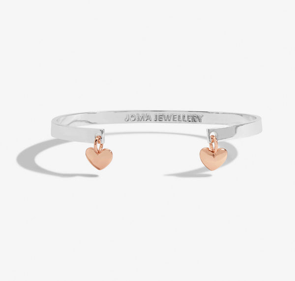 Joma Jewellery Bracelet Bar Silver and Rose Gold Heart