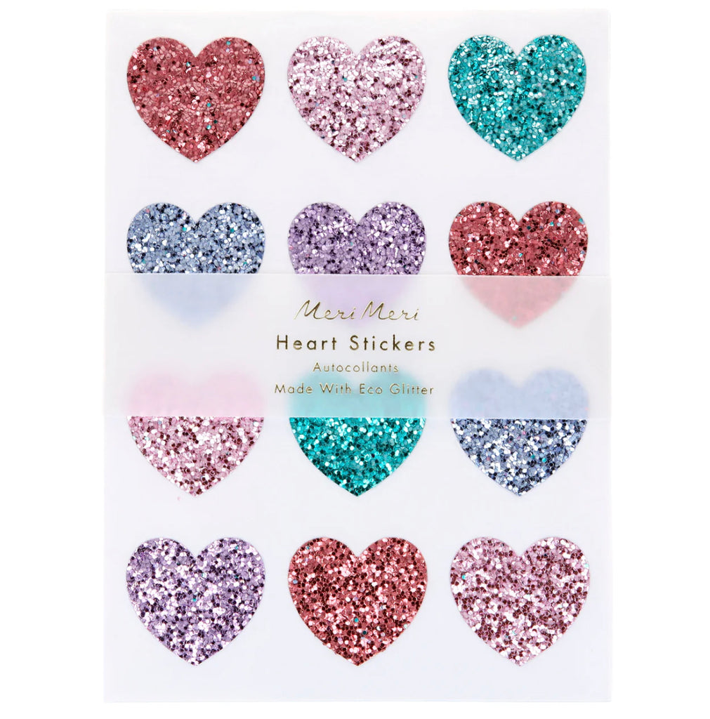 Meri Meri Rainbow Glitter Heart Stickers