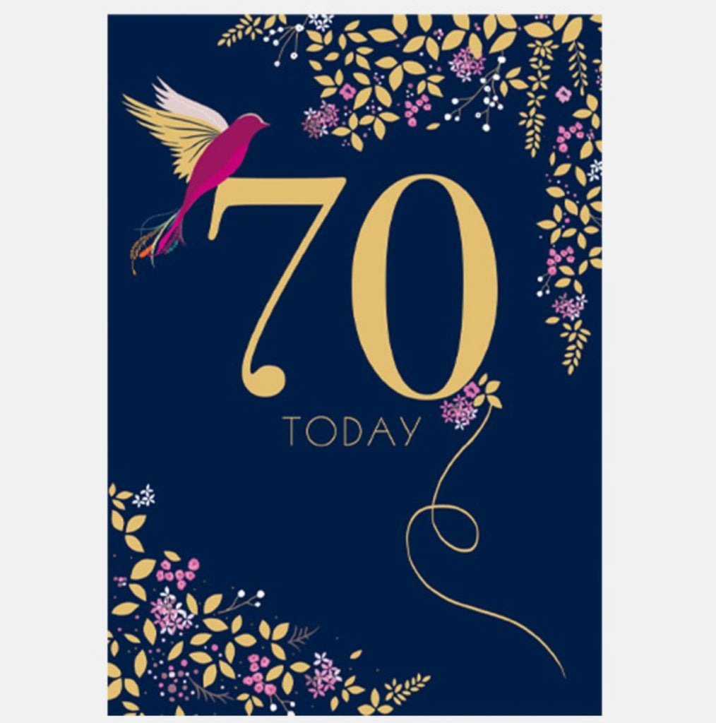 Sara Miller Hummingbird 70th Birthday Card