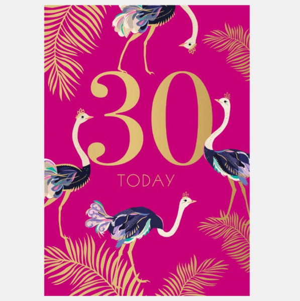 Sara Miller Striking Ostriches 30th Birthday Card