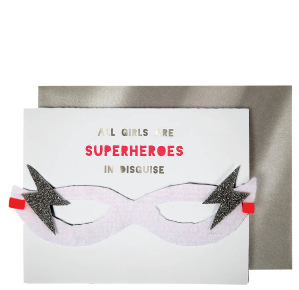Meri Meri Girl Superhero Mask Blank Card