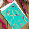 Sara Miller Green Birds 50th Birthday Card