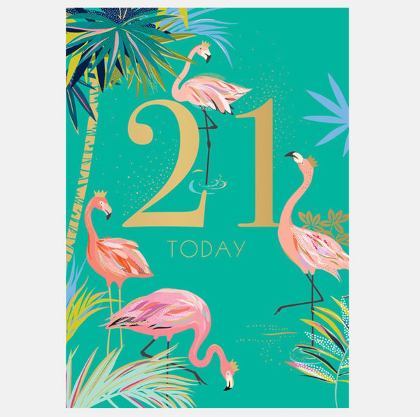 Sara Miller Fabulous Flamingo 21st Birthday Card