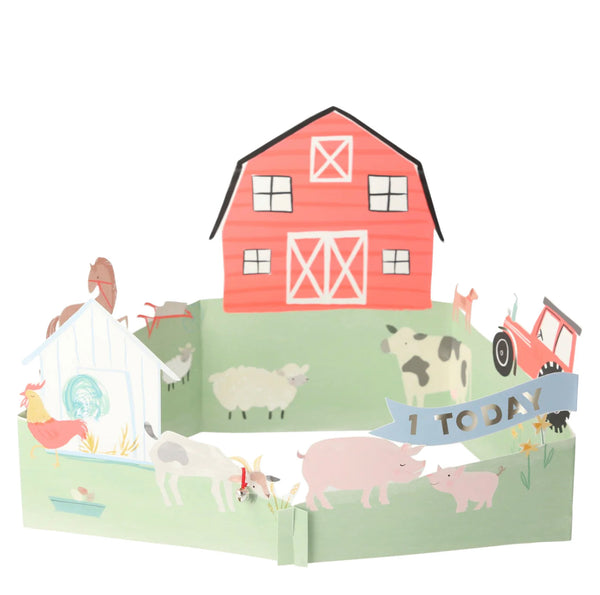 Meri Meri On The Farm 3D Scene Birthday Card