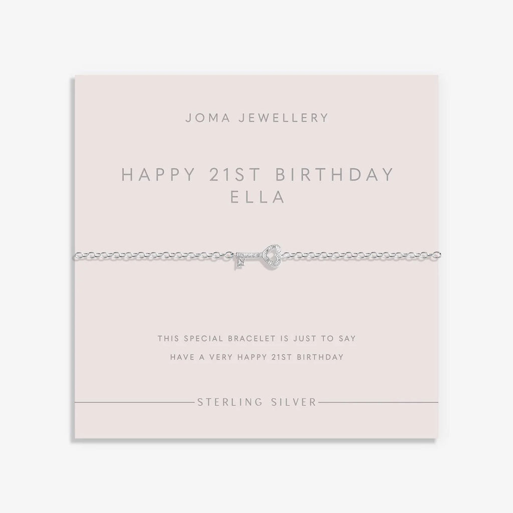 Joma Jewellery Sterling Silver 'Happy 21st Birthday' Bracelet
