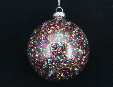 Clear Bauble with Multi Colour Beads
